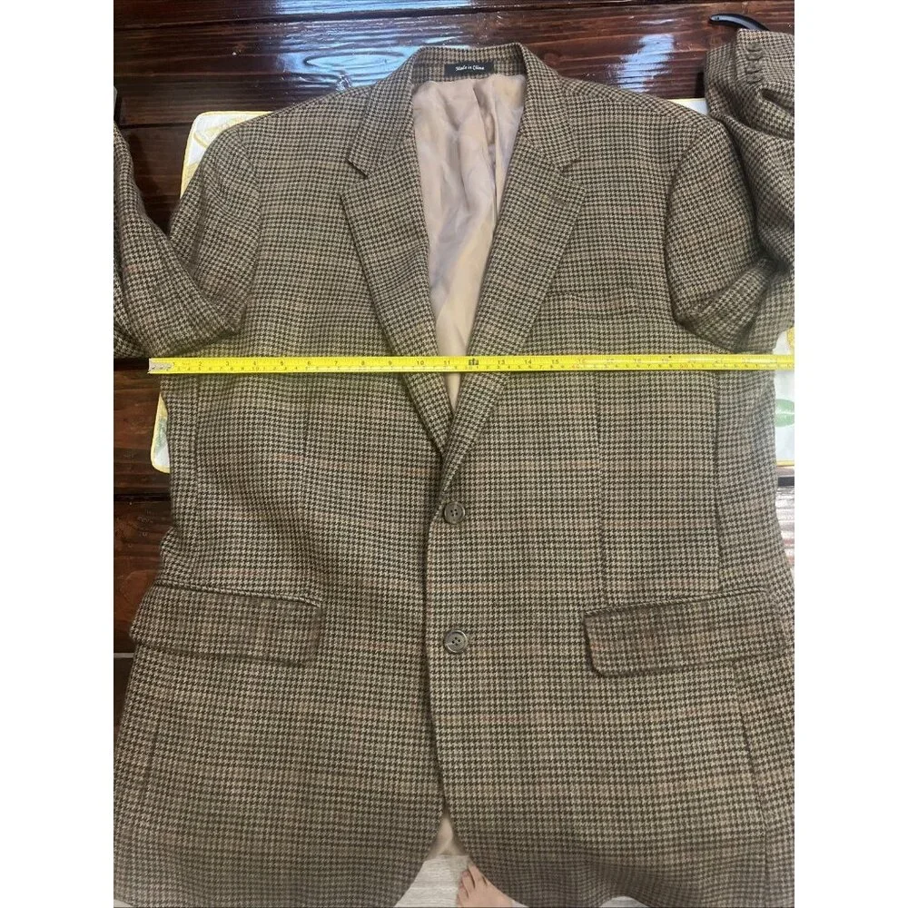 Polo Ralph Lauren Houndstooth 100% Lambs Wool Sports Blazer Jacket Size 44R - Picture 10 of 12